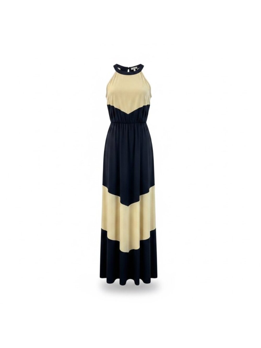 Charming Charlie Womens Navy & Cream Maxi Dress Sleeveless Chevron Size S